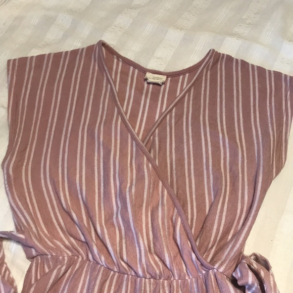 Ladies Caution to the Wind Pink Stripe Romper - Picture 2 of 7
